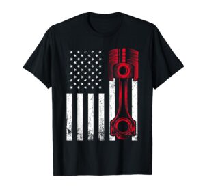 car enthusiast - american flag piston muscle car gift t-shirt