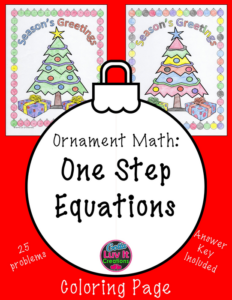 one step equations with negatives christmas math activity christmas surprise color by number
