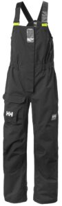 helly-hansen pier 3.0 coastal sailing bib overalls for women - wind/waterproof and breathable, with reinforced seat & knees, 980 ebony-medium