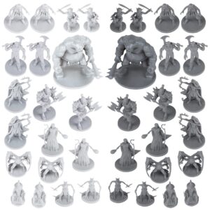 path gaming 38 miniatures fantasy tabletop rpg figures for dungeons and dragons, pathfinder roleplaying games. 28mm scaled miniatures, 10 unique designs, bulk unpainted, great for d&d/dnd