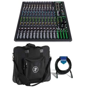 Mackie ProFXv3 16-Channel Professional Effects Mixer with USB + Software Bundle - Bundle With Mackie Carry Bag for ProFX16v3 Mixer, 20' Heavy Duty 7mm Rubber XLR Microphone Cable