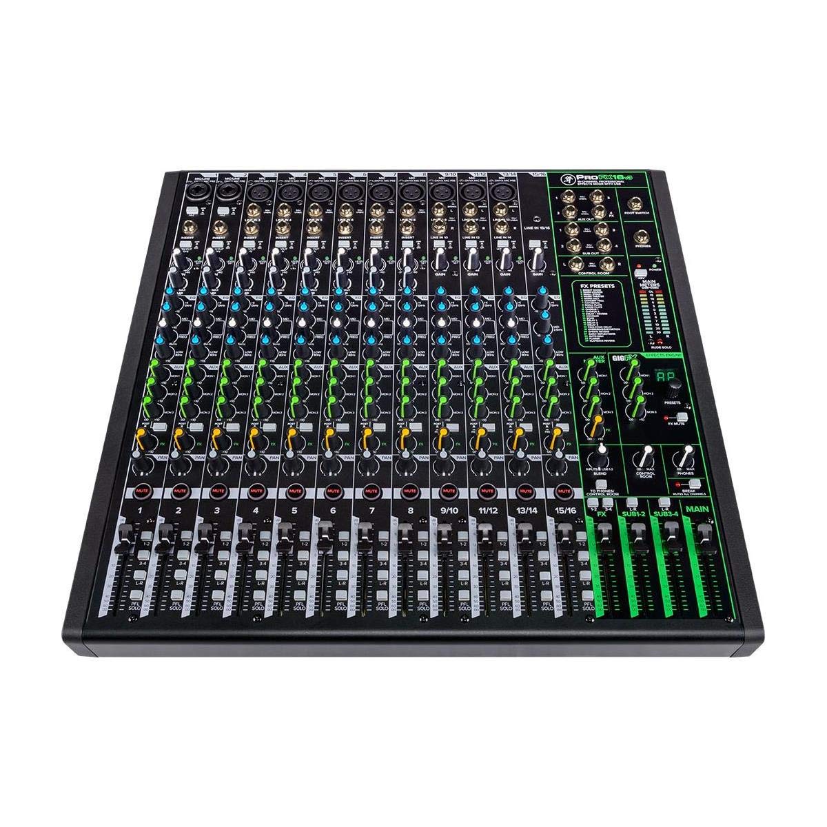 Mackie ProFXv3 16-Channel Professional Effects Mixer with USB + Software Bundle - Bundle With Mackie Carry Bag for ProFX16v3 Mixer, 20' Heavy Duty 7mm Rubber XLR Microphone Cable