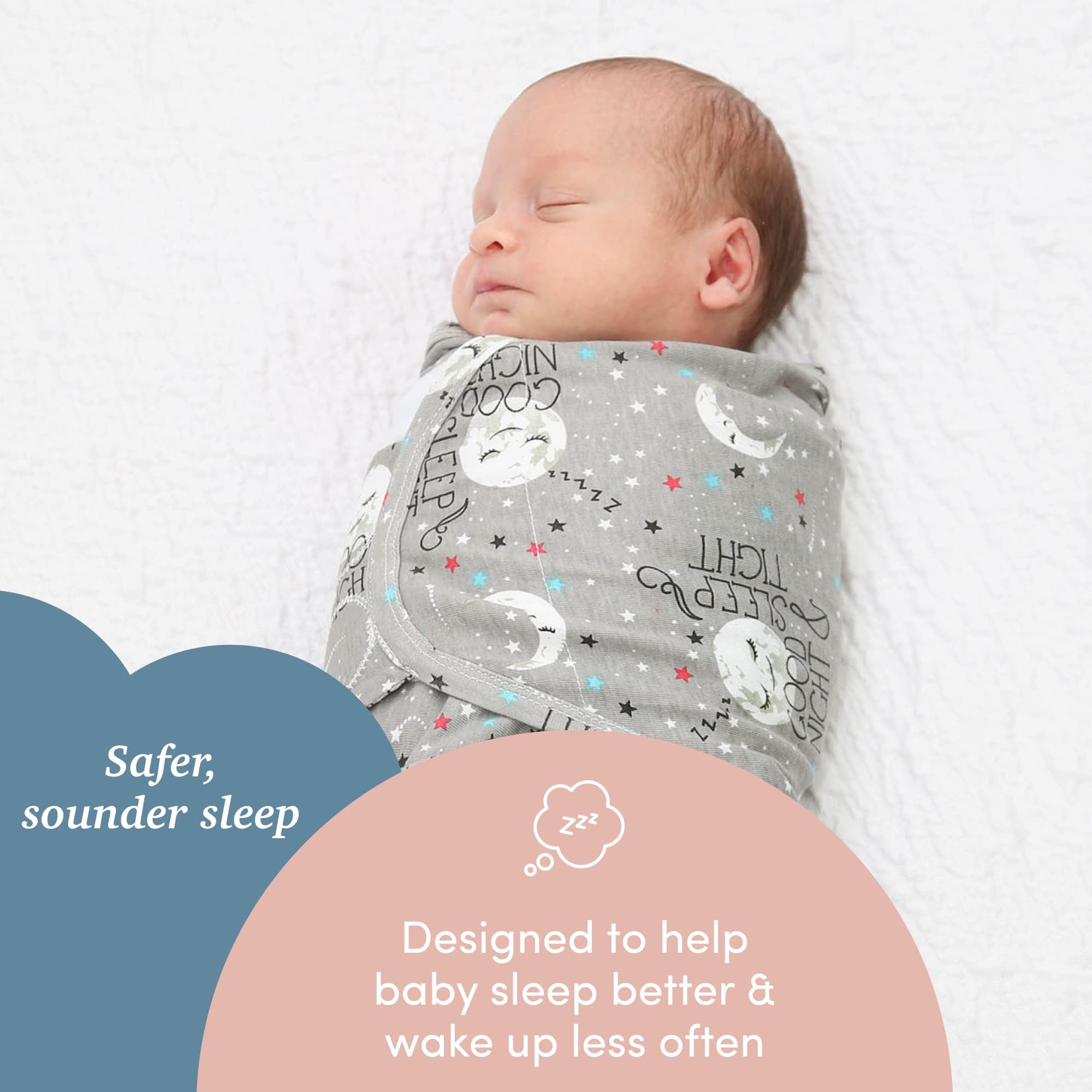 SleepingBaby Zippy Swaddle - Baby Swaddle Blanket with Convenient Bottom Zipper - Goodnight Moon - Small/Medium