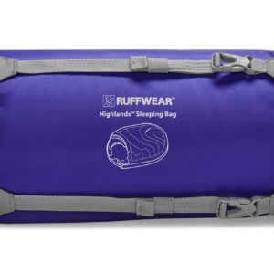 Ruffwear, Highlands Dog Sleeping Bag, Water-Resistant Portable Dog Bed for Outdoor Use, Huckleberry Blue, Large