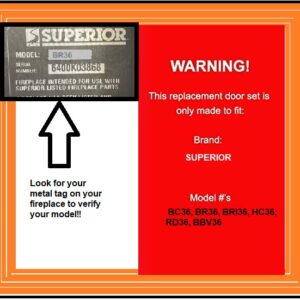 Superior Fireplace Replacement Doors (Black) | ONLY for Model Numbers BC36, BR36, BRI36, BBV36 | Verify Model Number On Metal Plate Inside Fireplace