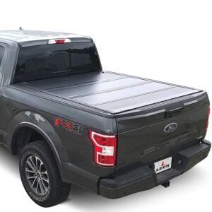leer hf650m quad-folding truck bed tonneau cover, fits ford f-150 light duty, years 2015-2024, 5'6" truck bed, black