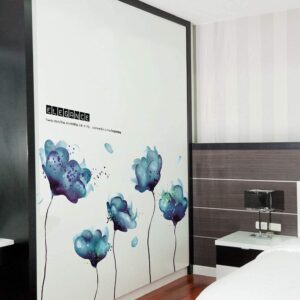 RW-2003 Removeable 3D Blue Dream Flower Wall Stickers DIY Home Wall Decoration Art Decor Wall Decal Peel and Stick Murals for Girls Kids Babys Bedroom Living Room Offices Nursery Bathroom Playroom