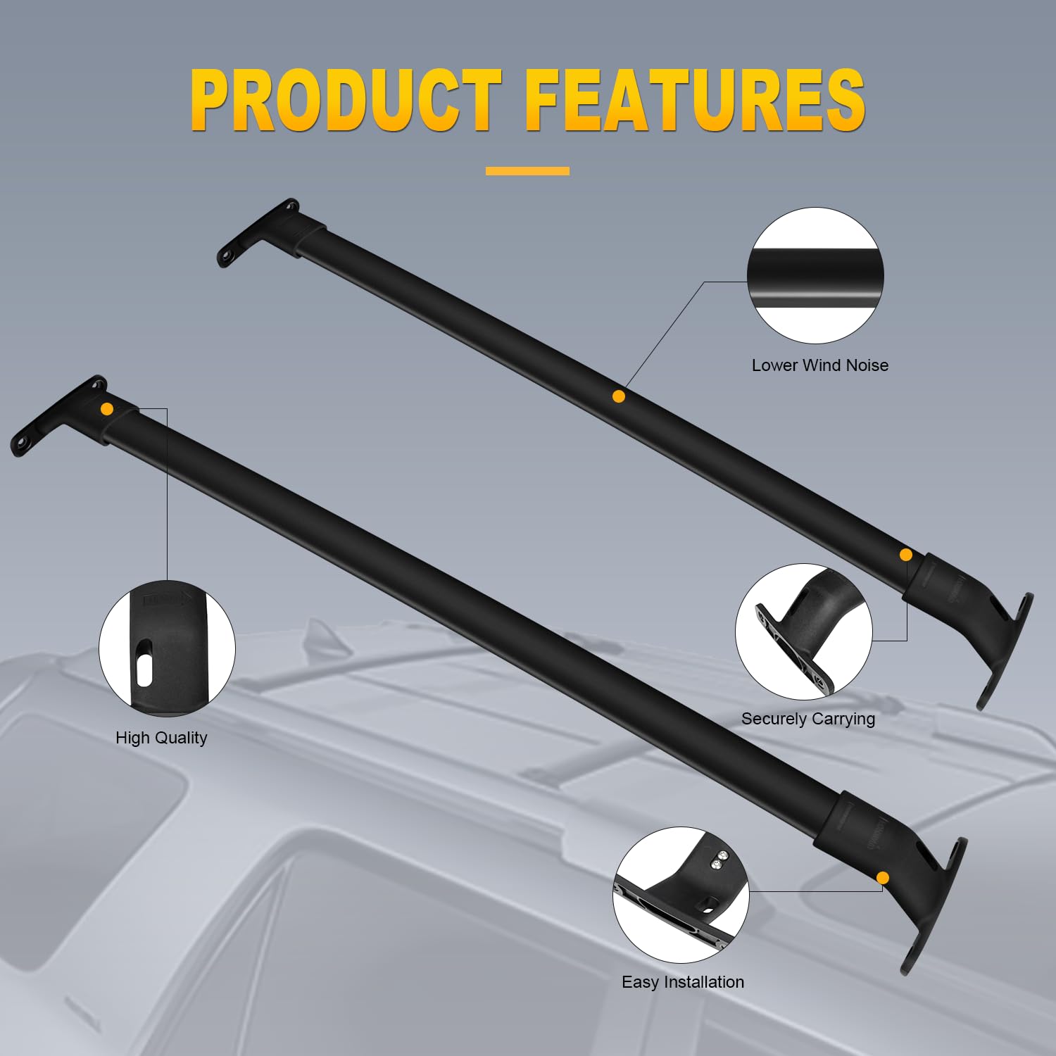 OCPTY Roof Rack Cross Bars Fit for Ford Expedition 2018 2019 2020 2021 2022,for Lincoln Navigator 2018 2019 2020 2021 2022 Cargo Bars for Cargo Carrier Bag Luggage Kayak,Fits Side Rails Models ONLY