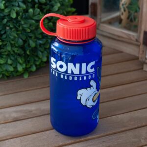 Just Funky Sonic The Hedgehog Plastic Water Bottle - Reusable 32oz Travel Tumbler Drink Holder With Leak/Spill-Proof Lid - Great For School, Sports, Backpack, Lunchbox, Birthday Party Favors - From