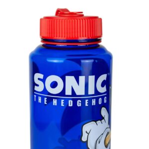 Just Funky Sonic The Hedgehog Plastic Water Bottle - Reusable 32oz Travel Tumbler Drink Holder With Leak/Spill-Proof Lid - Great For School, Sports, Backpack, Lunchbox, Birthday Party Favors - From