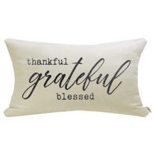 meekio farmhouse pillow covers with thankful grateful blessed quote 12" x 20" farmhouse rustic décor lumbar pillow covers with saying housewarming gifts family room décor