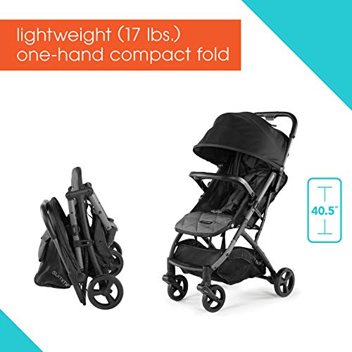 Summer Infant 3Dpac CS Compact Stroller, Black – Car Seat Adaptable Baby Lightweight Stroller with Convenient One-Hand Fold, Reclining Seat and Extra-Large Canopy