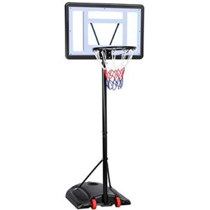 topeakmart youth portable basketball hoop system stand 7.2-9.2 ft height-adjustable for indoor outdoor w/ 2 wheels, fillable base & 32in backboard