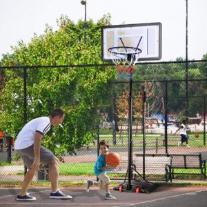 Topeakmart Youth Portable Basketball Hoop System Stand 7.2-9.2 ft Height-Adjustable for Indoor Outdoor w/ 2 Wheels, Fillable Base & 32in Backboard