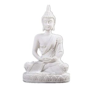 vilead buddha statue for home office tabletop, thai shakyamuni sitting statue with bronze finish, 4.3” minimalist sandstone buddha for zen decor, meditation decor