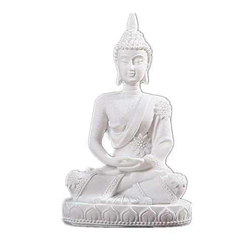 Vilead Buddha Statue for Home Office Tabletop, Thai Shakyamuni Sitting Statue with Bronze Finish, 4.3” Minimalist Sandstone Buddha for Zen Decor, Meditation Decor