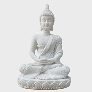 Vilead Buddha Statue for Home Office Tabletop, Thai Shakyamuni Sitting Statue with Bronze Finish, 4.3” Minimalist Sandstone Buddha for Zen Decor, Meditation Decor