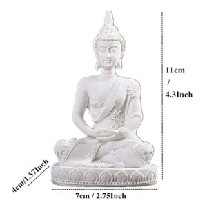 Vilead Buddha Statue for Home Office Tabletop, Thai Shakyamuni Sitting Statue with Bronze Finish, 4.3” Minimalist Sandstone Buddha for Zen Decor, Meditation Decor