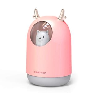 fullgaden cool humidifier with adjustable mist mode, 7 color led lights changing, waterless auto shut-off for bedroom, home, office, pink