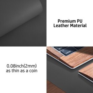 Leather Desk Pad Protector,Mouse Pad,Office Desk Mat, Non-Slip PU Leather Desk Blotter,Laptop Desk Pad,Waterproof Desk Writing Pad for Office and Home (Gray,31.5" x 15.7")