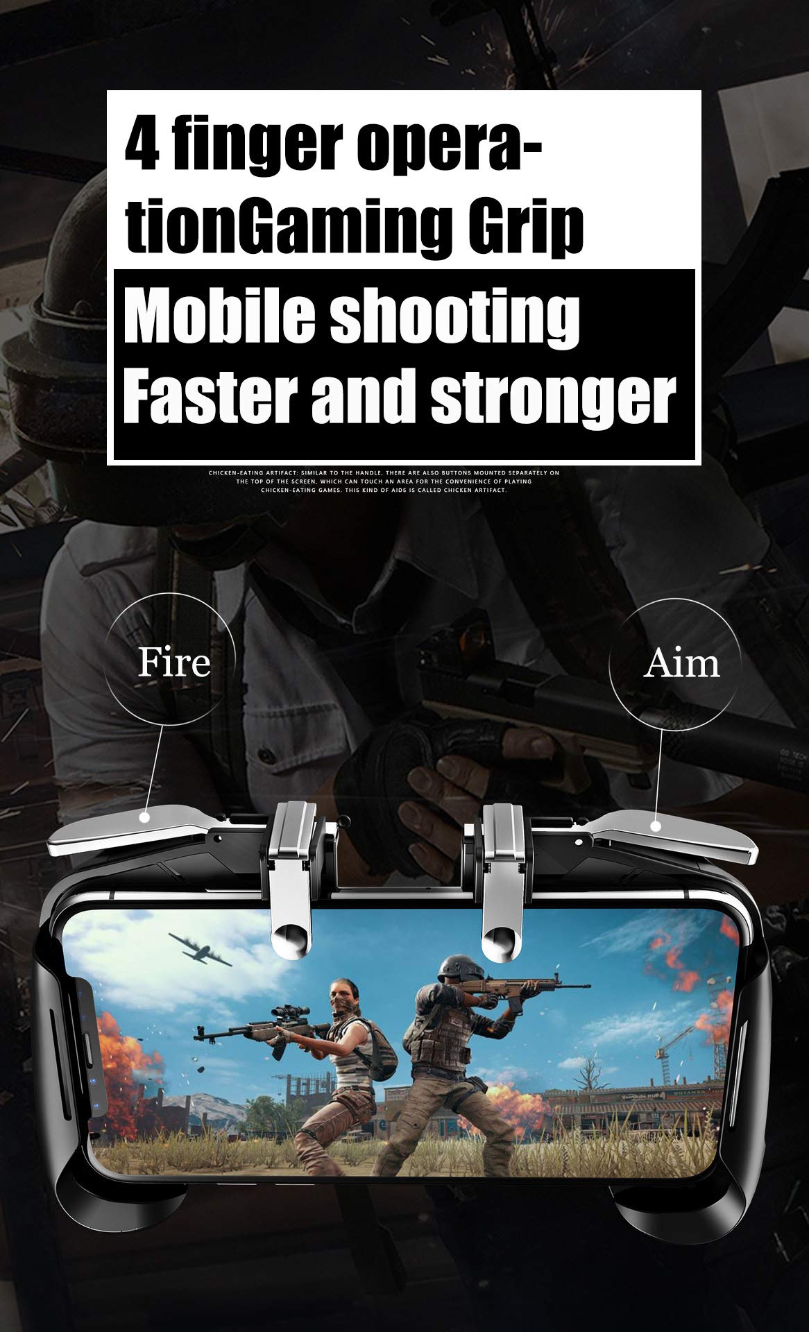 Mobile Game Controller for PUBG/Call of Duty/Fortnite Gaming Grip L1 R1 Portable Phone Trigger Joystick Gamepad for 4-6.5 inches iOS & Android Phone