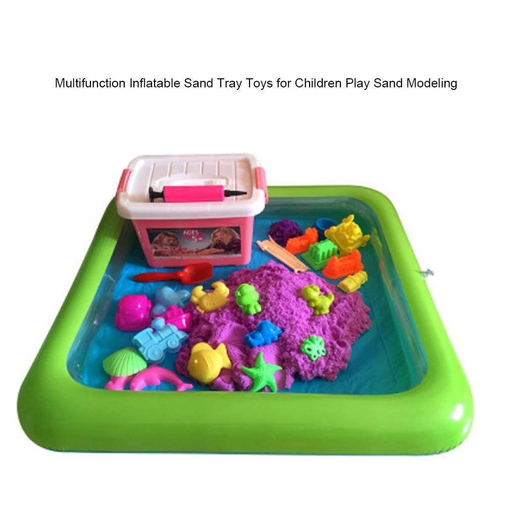 Topwon Inflatable Sand for Kids/Sand Tray/Sand Molds/Inflatable Sand/Portable Sand Tray/Sand Tray Lid/Gift (29.5×39.3Inch, Random Color)