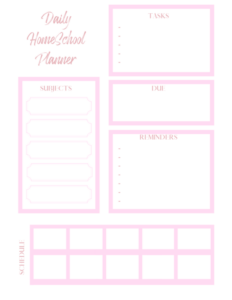 daily homeschool planner pink