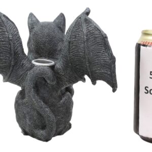 Ebros Gift Medieval Gothic Vampire Catgoyle Winged Cat Gargoyle with Dracula Fangs Lifting Paw Candle Holder Statue 7.25" L Faux Stone Renaissance Macabre Demonic Angel Cats Figurine Sculpture Decor