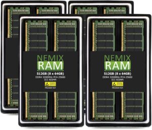 512gb 8x64gb ddr4-3200 pc4-25600 2rx4 rdimm ecc registered memory by nemix ram