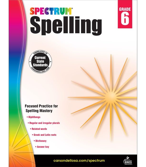 Spectrum | Spelling Workbook | Grade 6, Printable