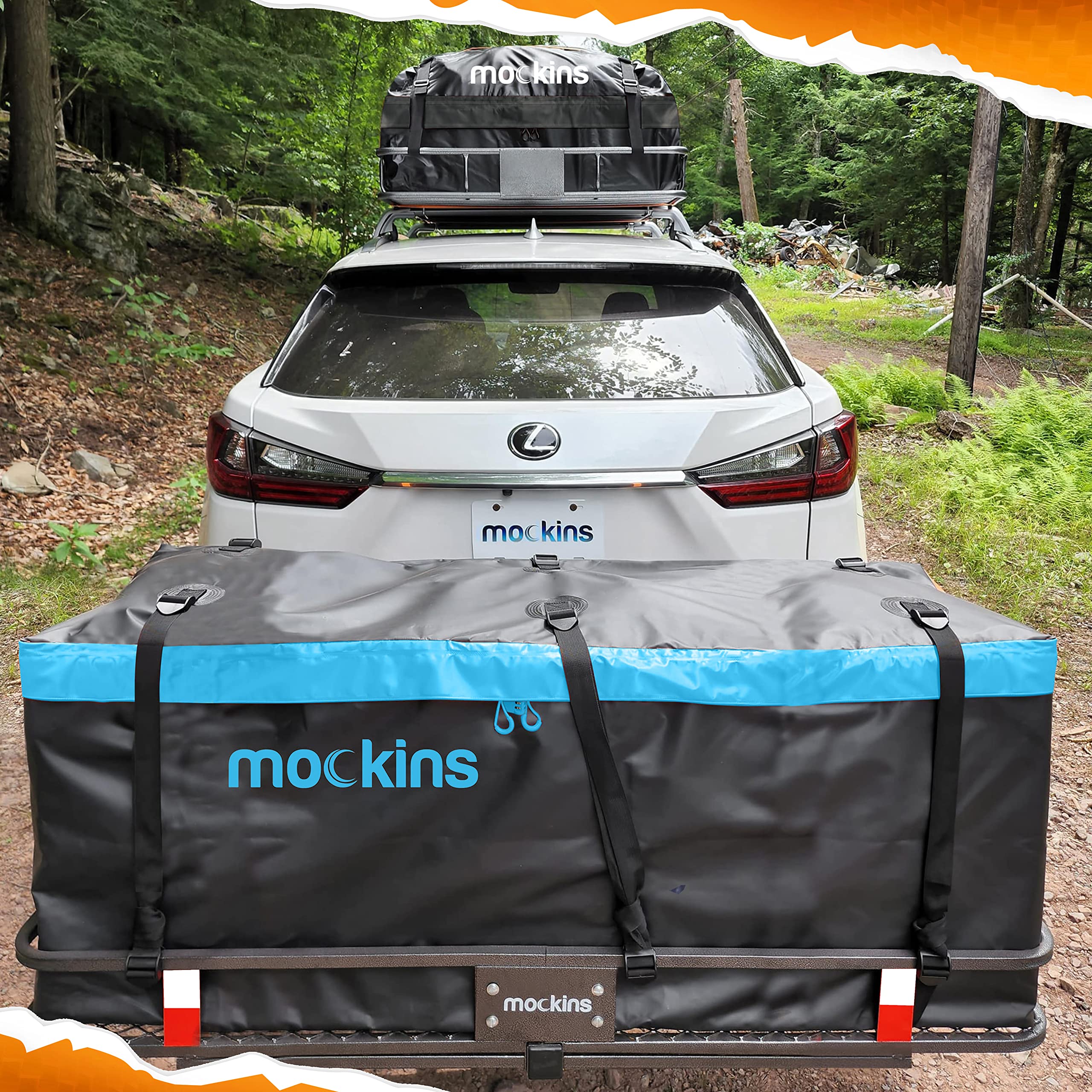 Mockins Anti Rust Roof Cargo Basket |64"x39"x6" Roof Rack Cargo Basket with 16 Cu Ft Waterproof Cargo Bag |250lb Roof Basket Cargo Carrier |Extendable Cargo Roof Rack Basket | Roof Rack Cargo Carrier