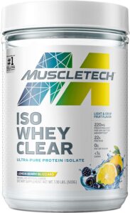 whey protein powder muscletech clear whey protein isolate whey isolate protein powder for women & men clear protein drink 22g of protein, 90 calories lemon berry blizzard, 1.1lb(19 servings)