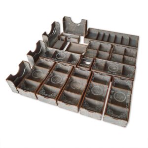 smonex wooden organizer suitable for storage scythe base game, invaders from afar expansion and promo packs - kit token box card insert
