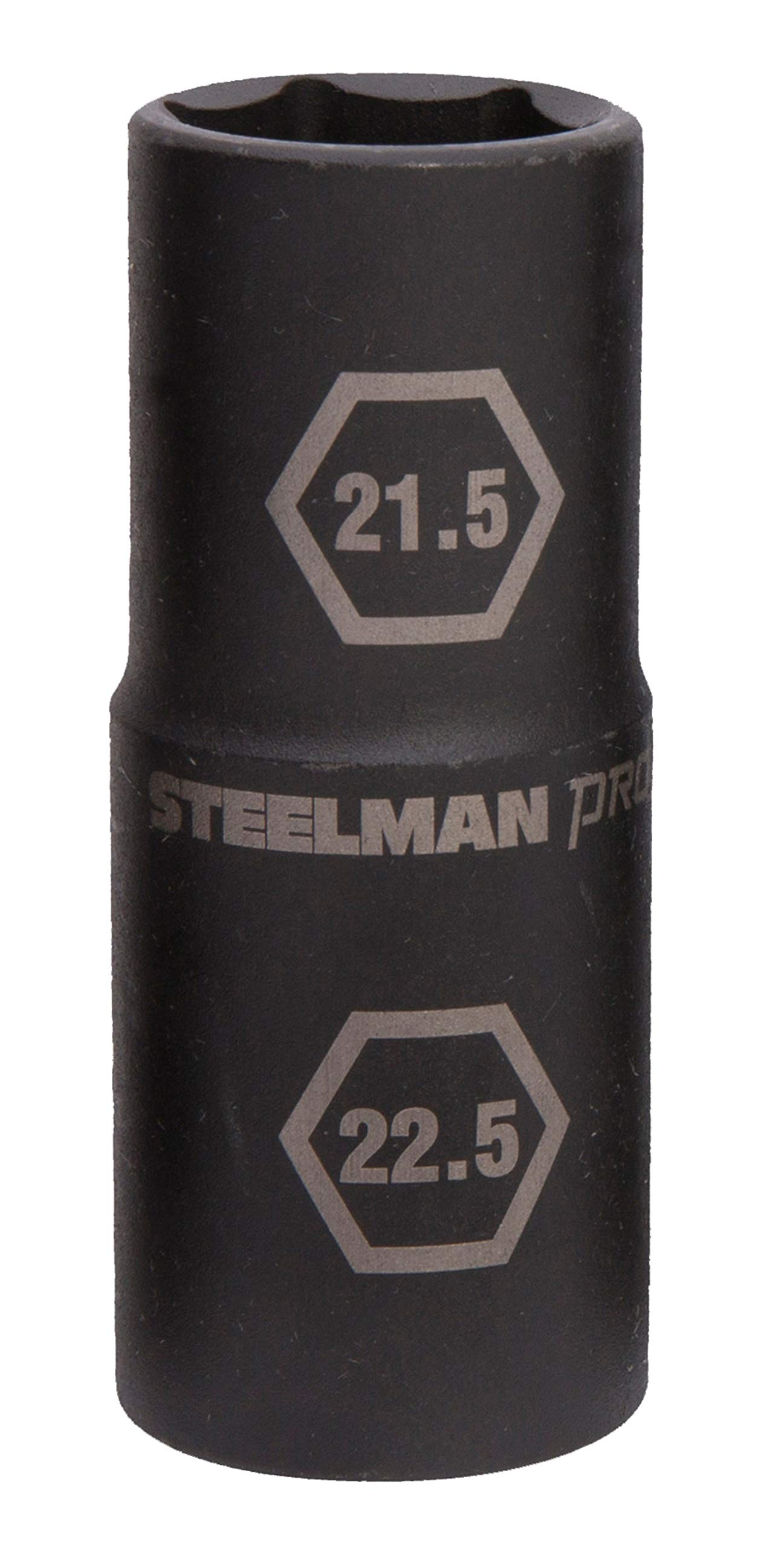 Steelman Pro 1/2-Inch Drive 6-Point Thin Wall 21.5mm x 22.5mm Double Ended Impact Flip Socket, Durable Corrosion-Resistant Steel, Laser-Etched Callouts