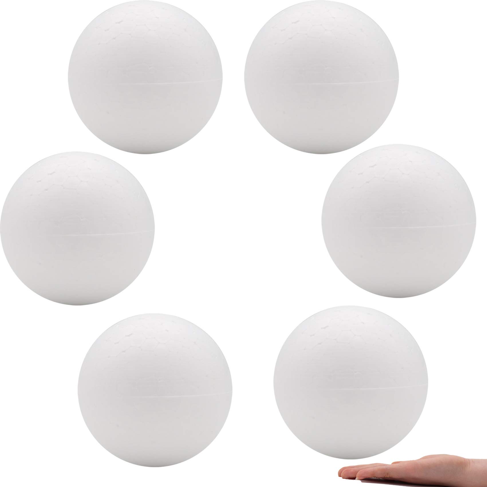 Crafare 6 Inch Craft Foam Balls 6 Pack Smooth Polystyrene Foam Balls for School Projects DIY Wedding Holiday Christmas Ornaments and Modeling