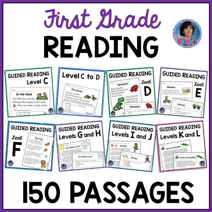 First Grade Reading Comprehension Passages and Questions for Guided Reading Levels C through L