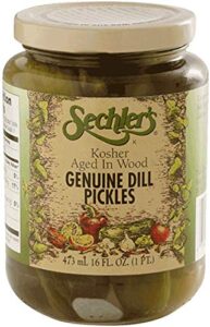 sechler's kosher aged in wood genuine dill pickles, 16-fl. oz. glass jar (pack of 1)