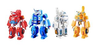 super wings - 7" transforming 4-pack - jett, donnie, paul, and astra | airplane toys mini figures playset | fun preschool toy plane for 3 4 5 year old boys and girls | birthday gifts for kids