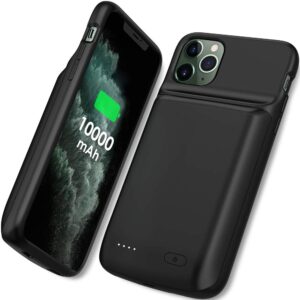 newdery battery case for iphone 11 pro max, 10000mah portable protective charging case extended rechargeable battery power bank for 6.5 inch iphone 11 pro max (black)