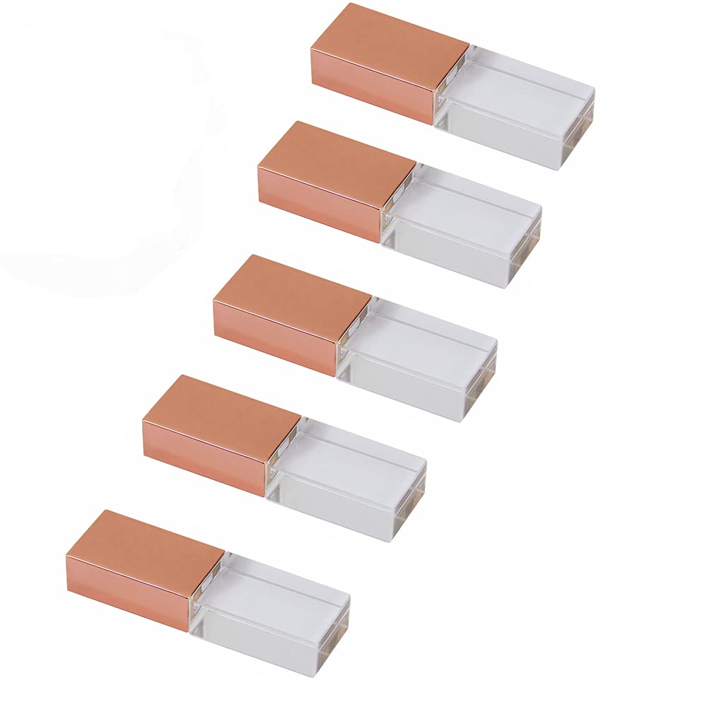 5 Pack 32GB USB 2.0 Bulk Flash Drives Rose Gold Crystal LED Light Memory Stick Glass Transparent Clear Thumb Drives Jump Drive Pendrive Zip Drive (32GB, Rose Gold Crystal x 5)