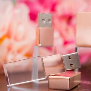 5 Pack 32GB USB 2.0 Bulk Flash Drives Rose Gold Crystal LED Light Memory Stick Glass Transparent Clear Thumb Drives Jump Drive Pendrive Zip Drive (32GB, Rose Gold Crystal x 5)