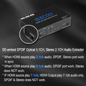 USB 3.0 KVM Switch HDMI 4 Computer 1 Monitor 4K 60Hz SPDIF L/R Extractor- USB Switch for Keyboard Mouse Printer Mac Windows 4 Port HDMI Switch 4x1 1080p 120Hz 144Hz HDCP Pass, IR Remote Ext. Mic