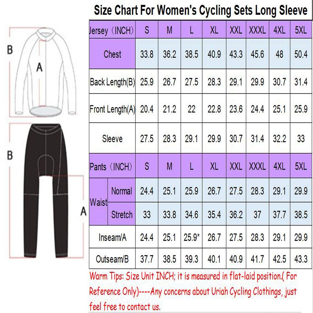 Uriah Women's Cycling Jersey and Pants Sets Long Sleeve Reflective Dark Purple Size S(CN)