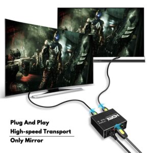 HDMI Splitter 1 in 2 Out, HDMI Splitter 1 to 2 Amplifier for Full HD HDMI 2.0 1080P/ 3D/ 4K for Xbox PS4 PS3 Fire Stick Roku Blu-Ray Player Apple TV HDTV