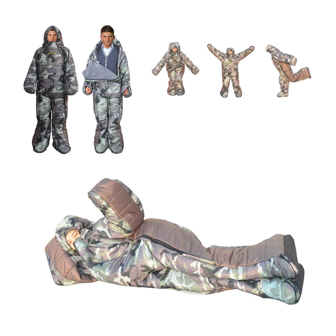 Mummy Sleeping Bag Humanoid Sleeping Bag Outdoor Camping Sleeping Bag Winter Indoor Outdoor Portable Ultralight Warm Adult Windproof Sleeping Bag