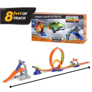 Driven by Battat – Toy Car Stunt Playset – 16Pc Toy Racing Loop Set – Race Car Toys and Playsets for Kids – Pullback Car – 3 Years + – Stunt Jump Extreme (16pc)