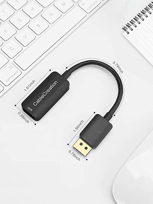 CableCreation Active DisplayPort to HDMI Adapter, DP to HDMI Adapter (Male to Female) 4K@60Hz HDR, Uni-Directional Display Port 1.4 to HDMI 4K Adapter Compatible for Desktop,TV,Monitor&More