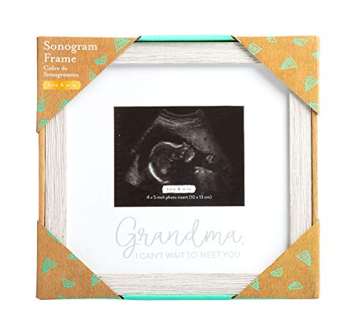 Kate & Milo Rustic Grandma Sonogram Picture Frame, Pregnancy Announcement, Ultrasound Baby Photo Frame, Gender-Neutral Baby Keepsake Frame, Tabletop And Wall Décor, 4x5 Photo Insert, Distressed Gray