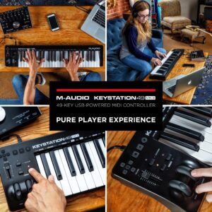 Keystation 49 MIDI Keyboard controller Beat Maker Bundle with 49 Keys and Sustain Pedal, Plus Software Suite