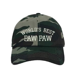 world's best paw paw embroidered baseball hat - hat's for dad, grandpa baseball cap, dad hat, grandpa hat (camo)